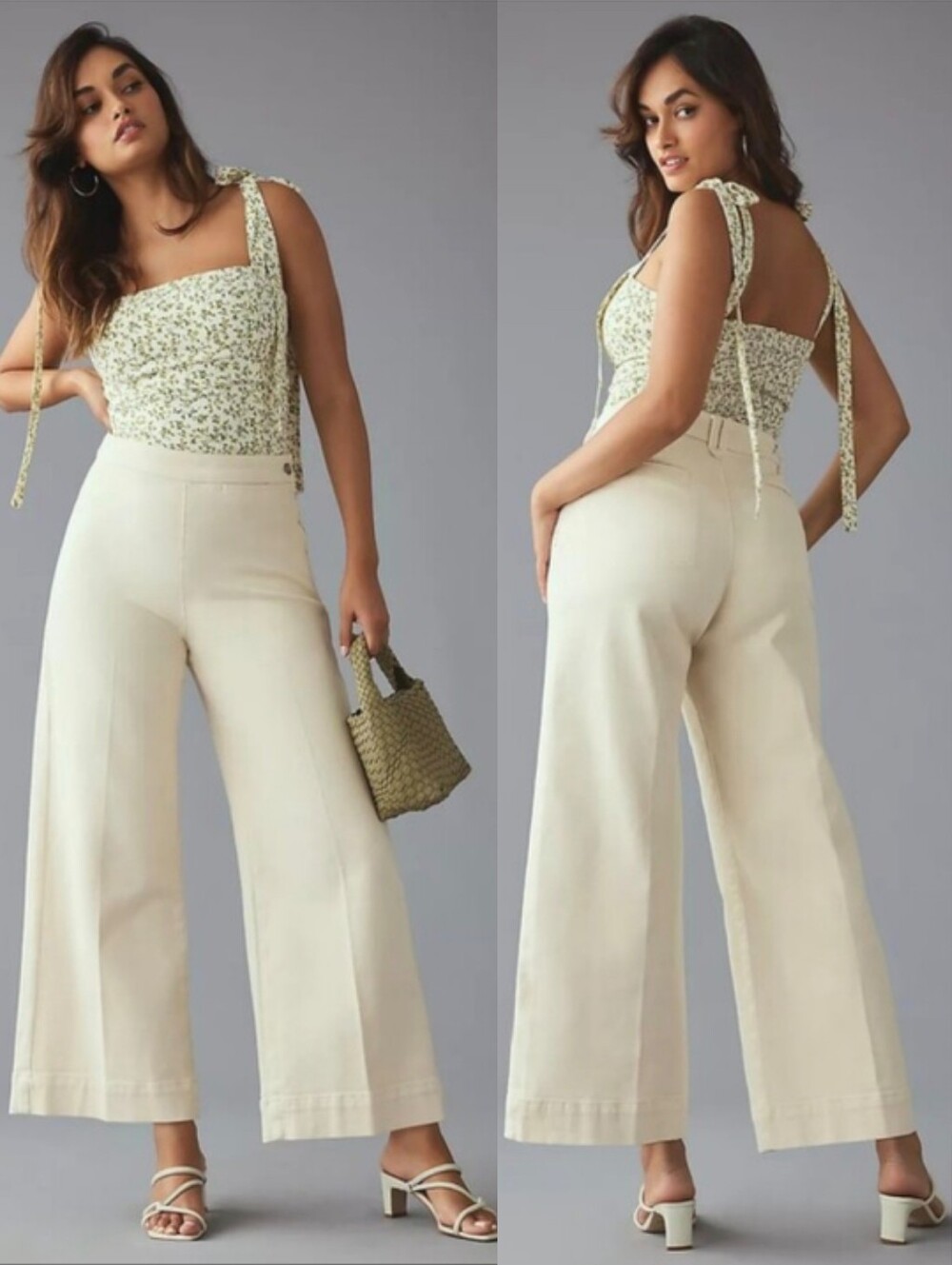 🪁 The Skipper Side-Zip High-Rise Crop Wide-Leg Jeans by Pilcro in Cream